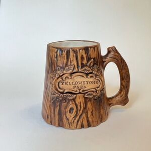 Vintage Yellowstone Park - Tree Bark Brown Mug - National Park Souvenir